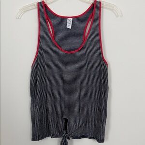 Striped Tie-Front Tank Top with Red Trim - Women's medium